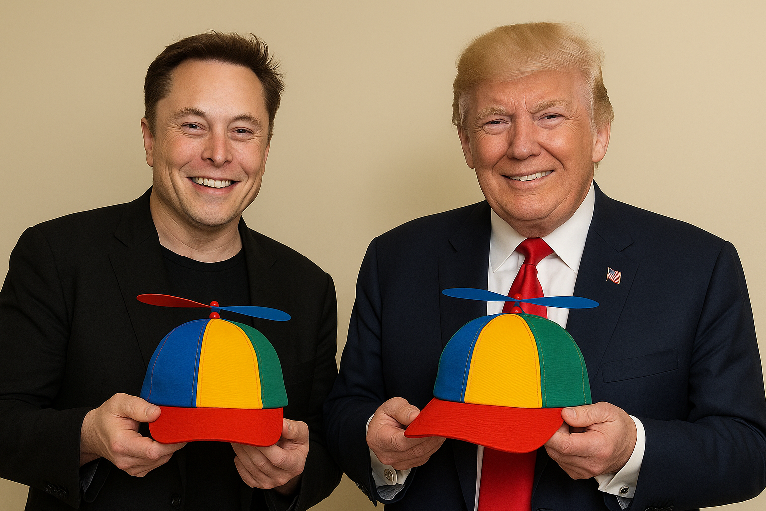 Trump and Elon with Pwease Caps
